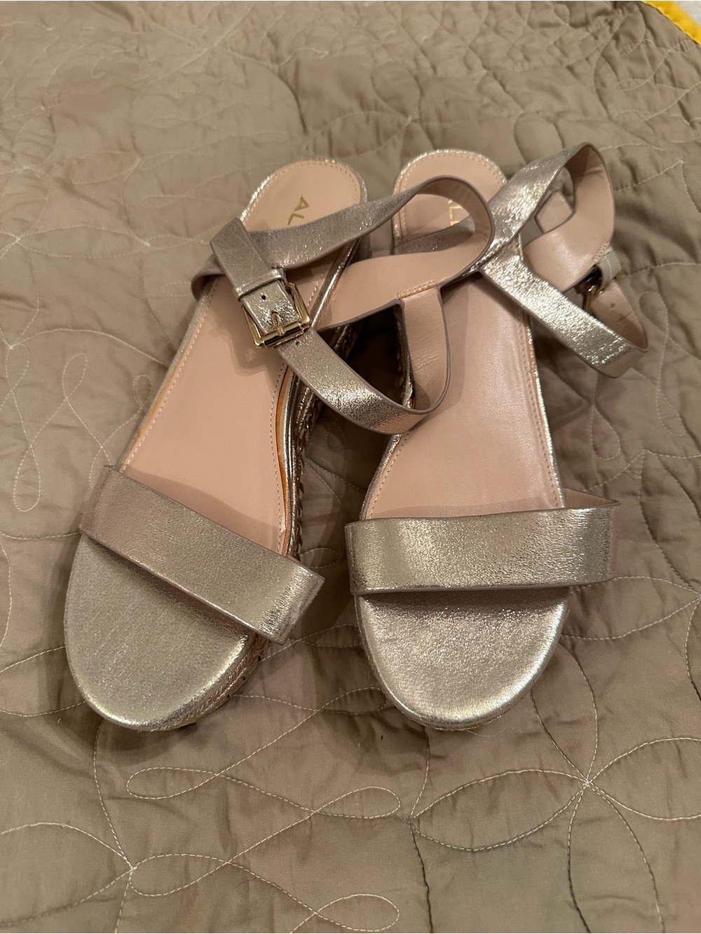 Aldo Metallic Rose Gold Ankle-Strap Sandals